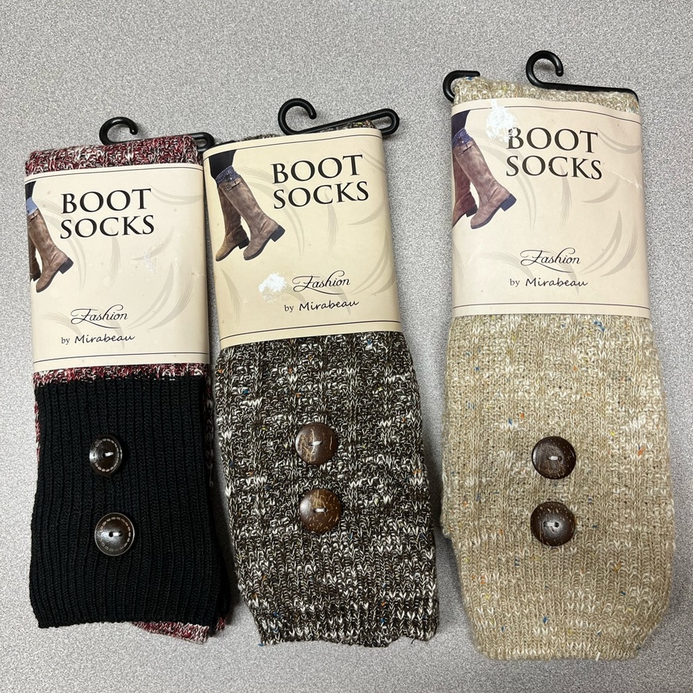 Mirabeau Lot Of 3 Boot Socks Cuffs
